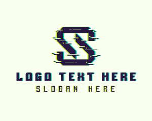 Anaglyph 3d - Glitch Gaming Letter S logo design