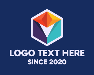 Twitter - Multicolor Geometric Cube logo design