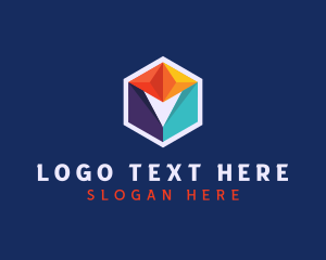 Digital Marketing - Multicolor Geometric Cube logo design
