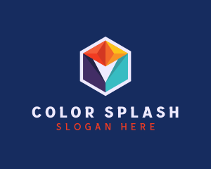 Multicolor Geometric Cube logo design