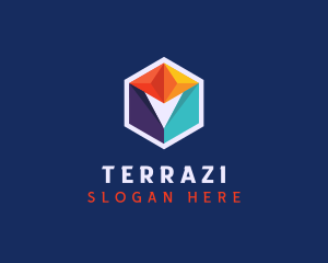 Multicolor Geometric Cube logo design