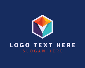 Interlocked - Multicolor Geometric Cube logo design