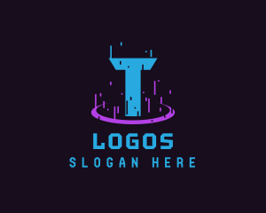 Character - Glitch Portal Gaming Letter T logo design