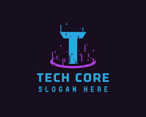 Glitch Portal Gaming Letter T logo design