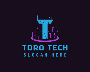 Glitch Portal Gaming Letter T logo design