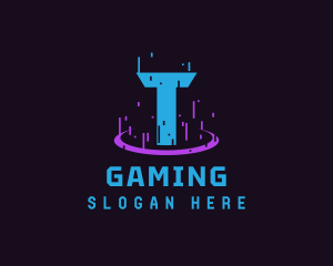 Twitch - Glitch Portal Gaming Letter T logo design