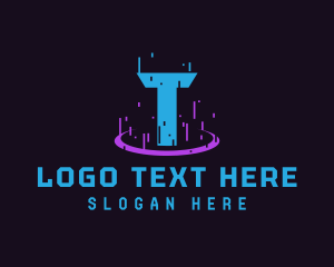 Glitch Portal Gaming Letter T Logo