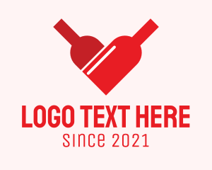 Red Bottle - Wine Bottle Heart logo design