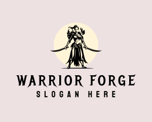 Woman Armor Warrior logo design