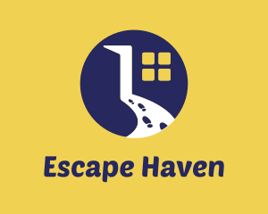 Escape - Room Door Footprints logo design