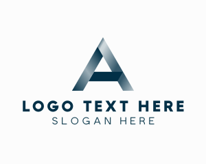 Cyber - Metallic Ribbon Letter A logo design