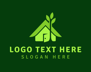 House - Green Environmental House logo design