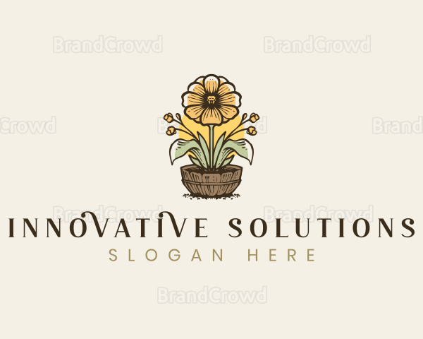 Flower Pot Gardening Logo