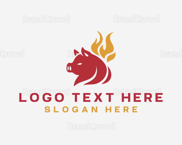 Pork BBQ Flame Grill Logo