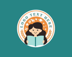 Badge - Girl Book Learning logo design