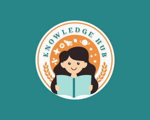 Girl Book Learning logo design