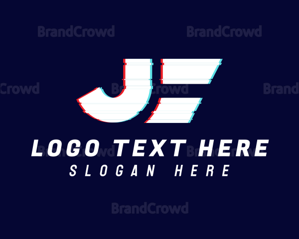 Glitchy Letter J Tech Logo