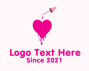 Online Dating - Medicine Dropper Heart logo design