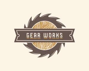 Wood Gear Saw logo design