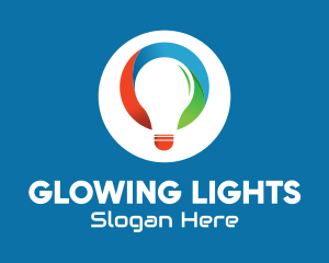 Multicolor Light Bulb logo design