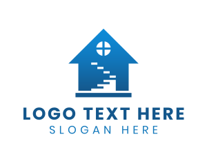 Property Management - House Ladder Construction logo design