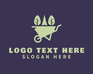 Backyard - Green Trees Wheelbarrow logo design