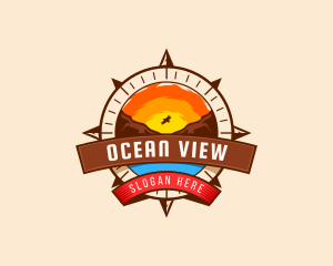 Mountain Sunset Compass logo design