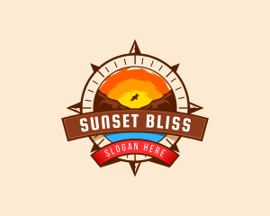 Sunset - Mountain Sunset Compass logo design