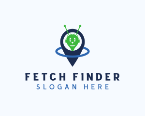 Alien Ship Location Pin logo design