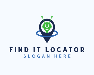 Alien Ship Location Pin logo design