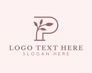 Vegan - Natural Leaf Letter P logo design