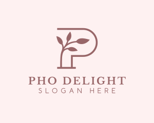 Natural Leaf Letter P logo design