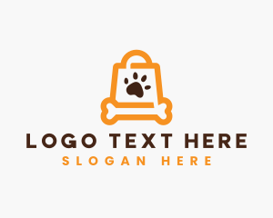 Bone - Dog Paw Shopping logo design