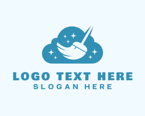 Blue - Cleaning Broom Cloud logo design