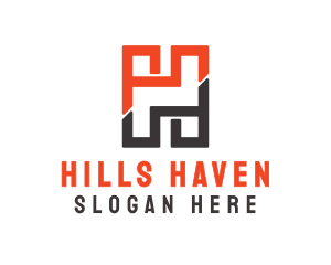 Orange Brown Brick H logo design