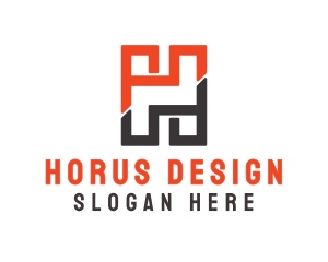 Orange Brown Brick H logo design