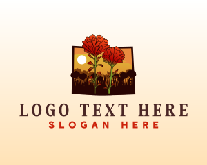 Indian Paintbrush - Wyoming Indian Paintbrush Flower logo design