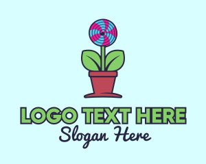 Sweets - Lollipop Plant Pot logo design
