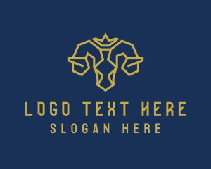 Luxury - Crown Ram Antlers logo design