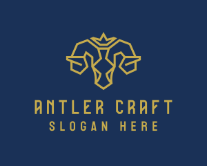 Crown Ram Antlers  logo design