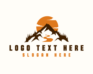 Travel - Mountain Sun River logo design
