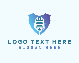 Podcast - Radio Podcast Shield logo design