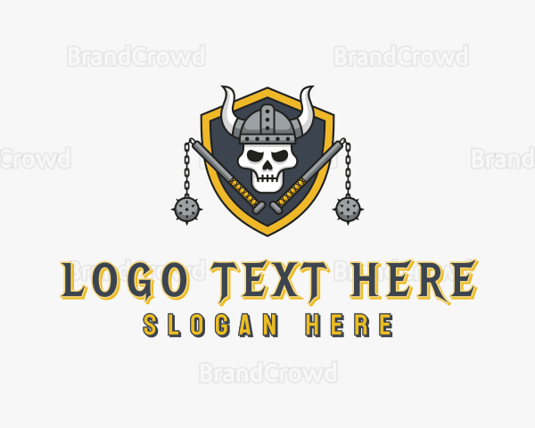 Skull Viking Flail Logo