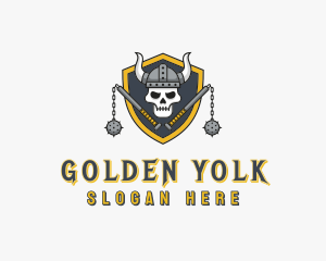 Skull Viking Flail Logo