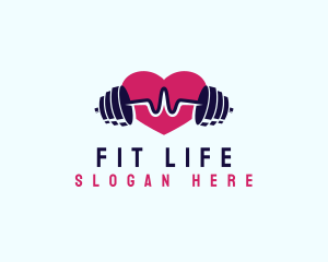 Heart Beat Barbell Fitness logo design