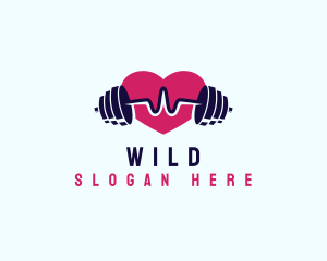 Pulse - Heart Beat Barbell Fitness logo design