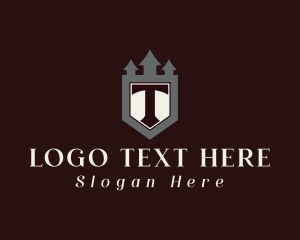 Letter T - Castle Shield Gamer logo design
