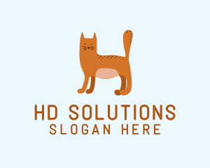 Playful Cat Letter H  logo design