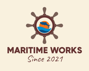 Marine Fishing Wheel logo design