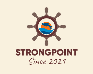 Ship - Marine Fishing Wheel logo design